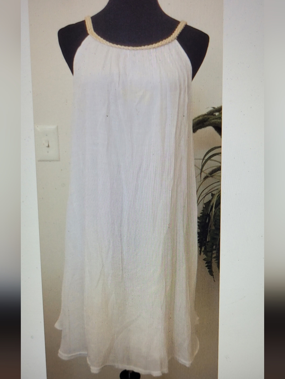 India Boutique Cream Woven Gold Strap Dress NWOT